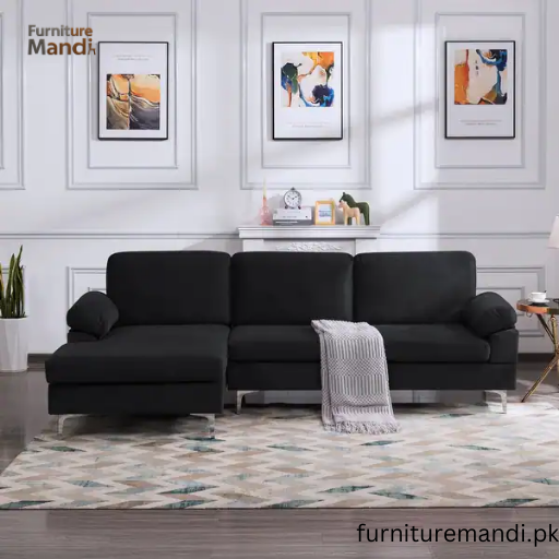 Black L-Shaped Sofa