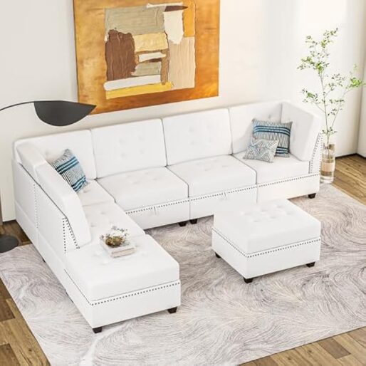 Ivory L-Shaped Sofa