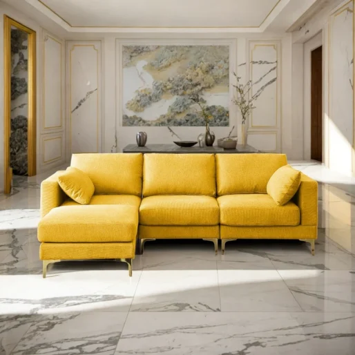 Yellow L-Shaped Sofa